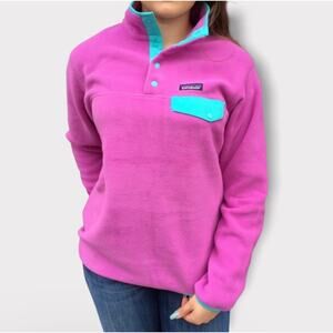 PATAGONIA Lightweight Synchilla Snap-T Fleece Pullover Sweater Mock Purple Large